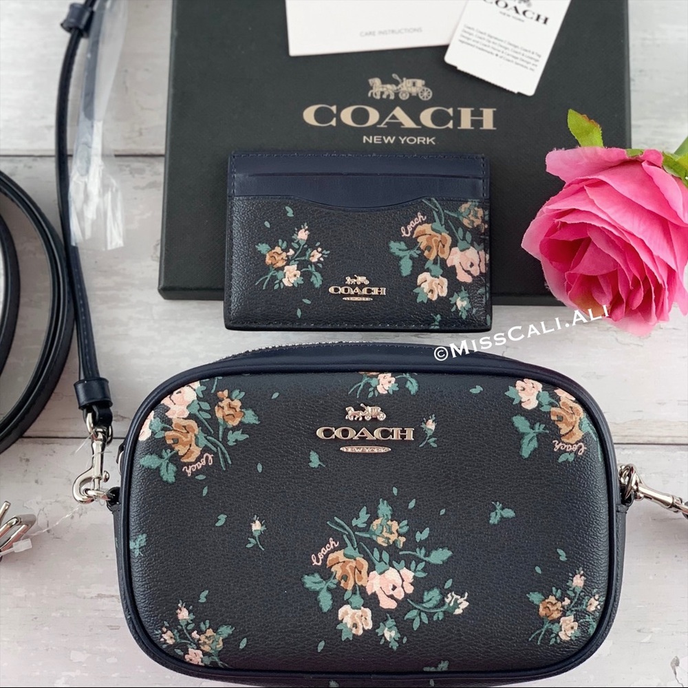 NWT COACH Rose Bouquet Convertible Belt Bag + Card Case Set - Picture 1 of 16